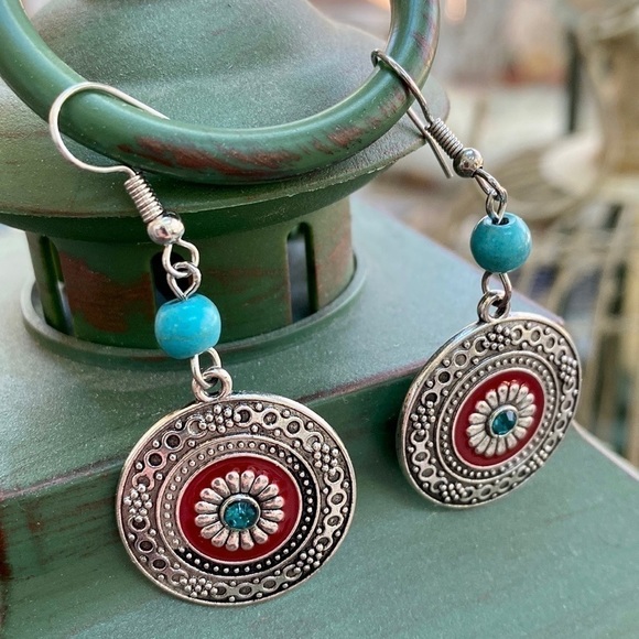 NEW Boutique Silver Drop Western Boho Style Earrings - Picture 9 of 12